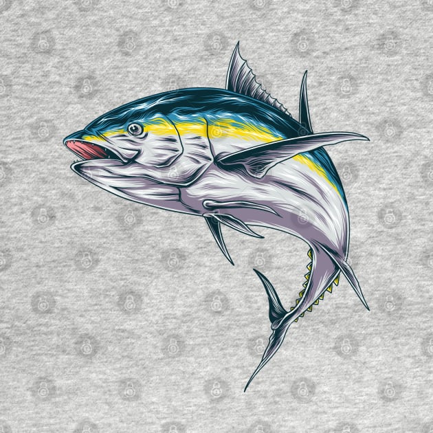 Yellow Blue Tuna Fish by Mako Design 